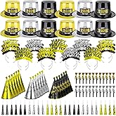96PCS Party Supplies - New Years Headbands, Hats & Noisemakers for 48 People - Plastic Party Favors, Cone Hats, Horns