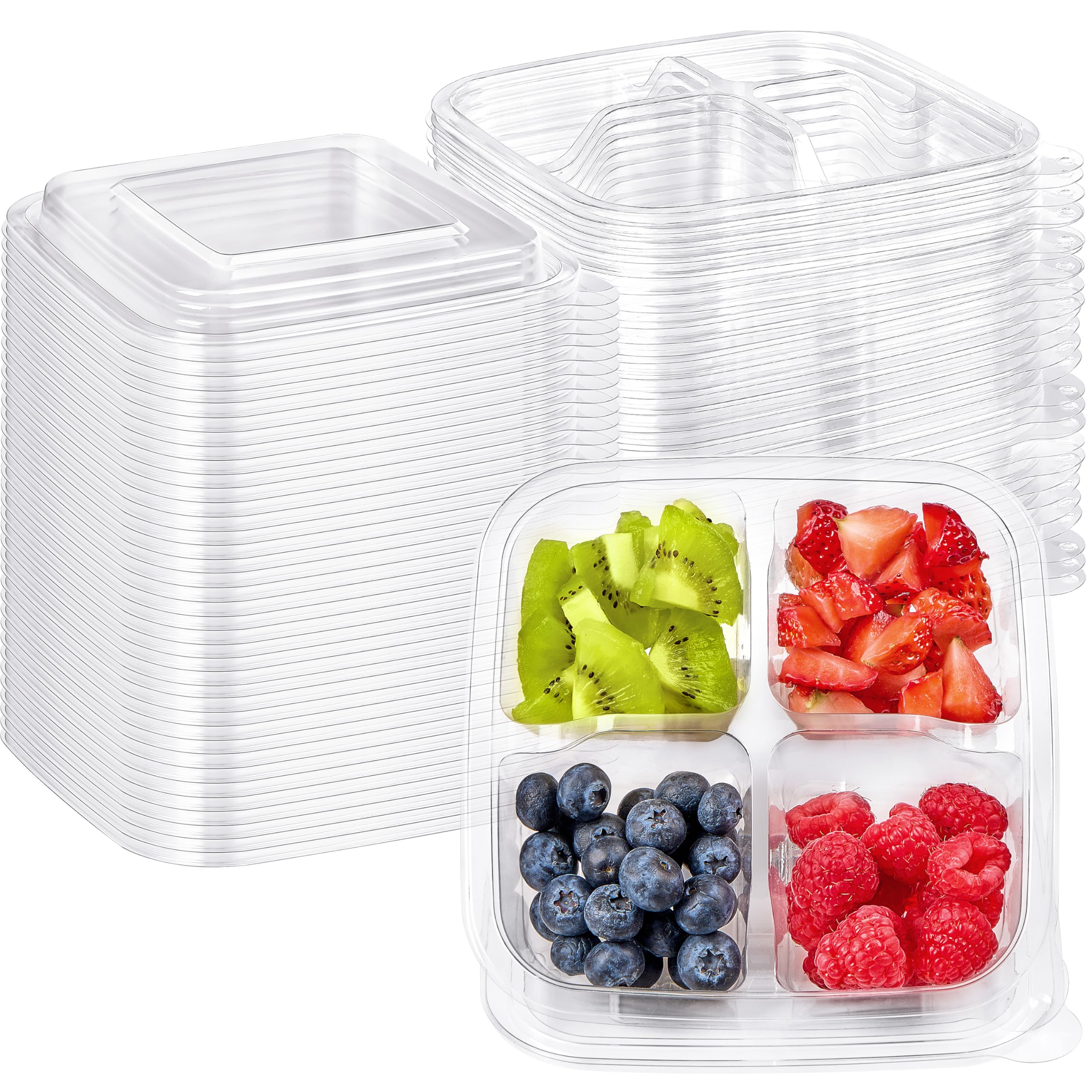 Photo 1 of Soelomu 30 Pcs Bento Snack Containers, 4 Compartment Disposable Meal Prep Lunch Box with Lids Plastic Food Storage Containers for Office Work Travel
