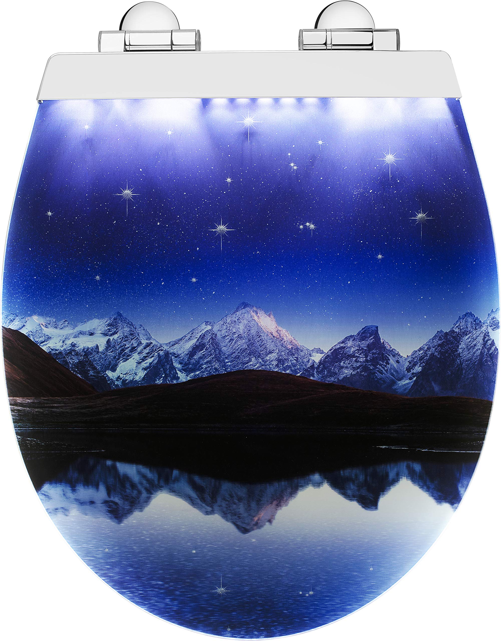 Cornat Toilet Seat Geneva Light - Soft LED Lighting at Night - with Acoustic Sensor - Quick Up & Clean Function - Soft-Close Mechanism - Comfortable Mounting from Above/Toilet Seat/Toilet Lid /