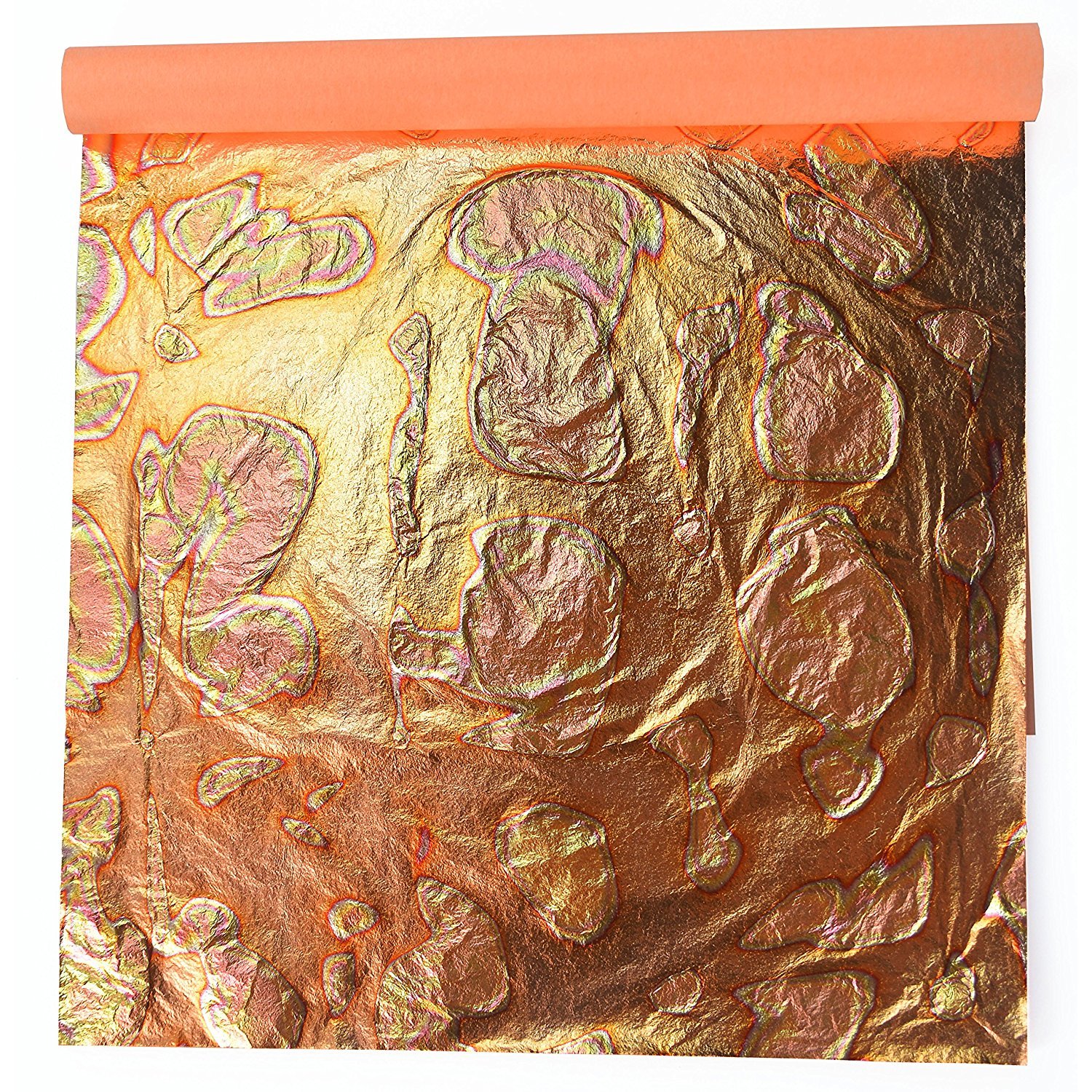 Professional Quality Variegated Gold Leaf Sheets, Color: Red, 25 Sheets, 14 x 14 cm Booklet