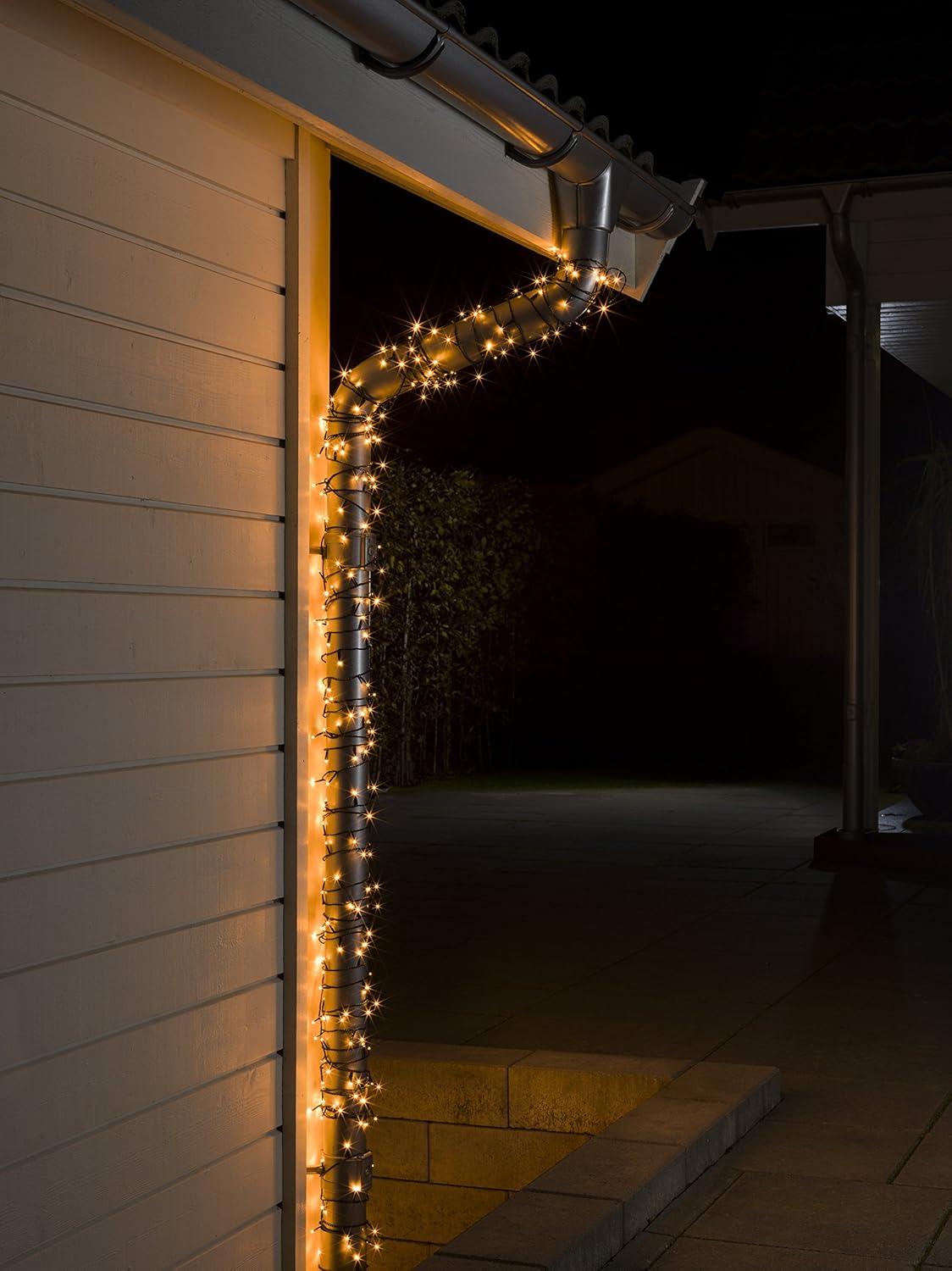 Konstsmide LED Christmas Fairy Lights Compact Tree Lights/Outdoor or Indoor (IP44) / 24V Transformer Plug in / 400 Amber White Diodes/Black Cable String Lights - Image 4