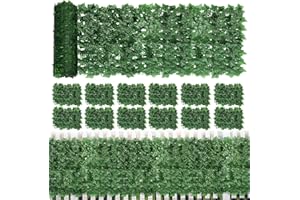 Skcoipsra Artifical Ivy Privacy Fence Screen, 47.2x157.5in(51sqft) Faux Ivy Vine Leaf Grass Wall, Artificial Hedges Greenery Backdrop Wall for Balcony Indoor Outdoor Garden Fence Decor