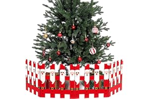 Blulu 4 Pack 12 Inch Christmas Tree Gate Santa Claus Christmas Tree Fences for Pets Dog Cat Blocker White Picket Fence Barrier Flexible Picket for Xmas Holiday Party Office Home Decor