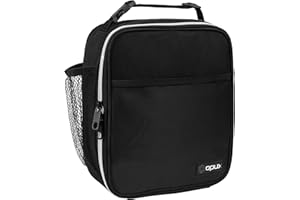 OPUX Premium Insulated Lunch Box, Soft School Lunch Bag for Kids Boys Girls, Leakproof Small Lunch Pail Men Women Work, Reusable Compact Cooler Tote Lunchbox for Office Adult, Black