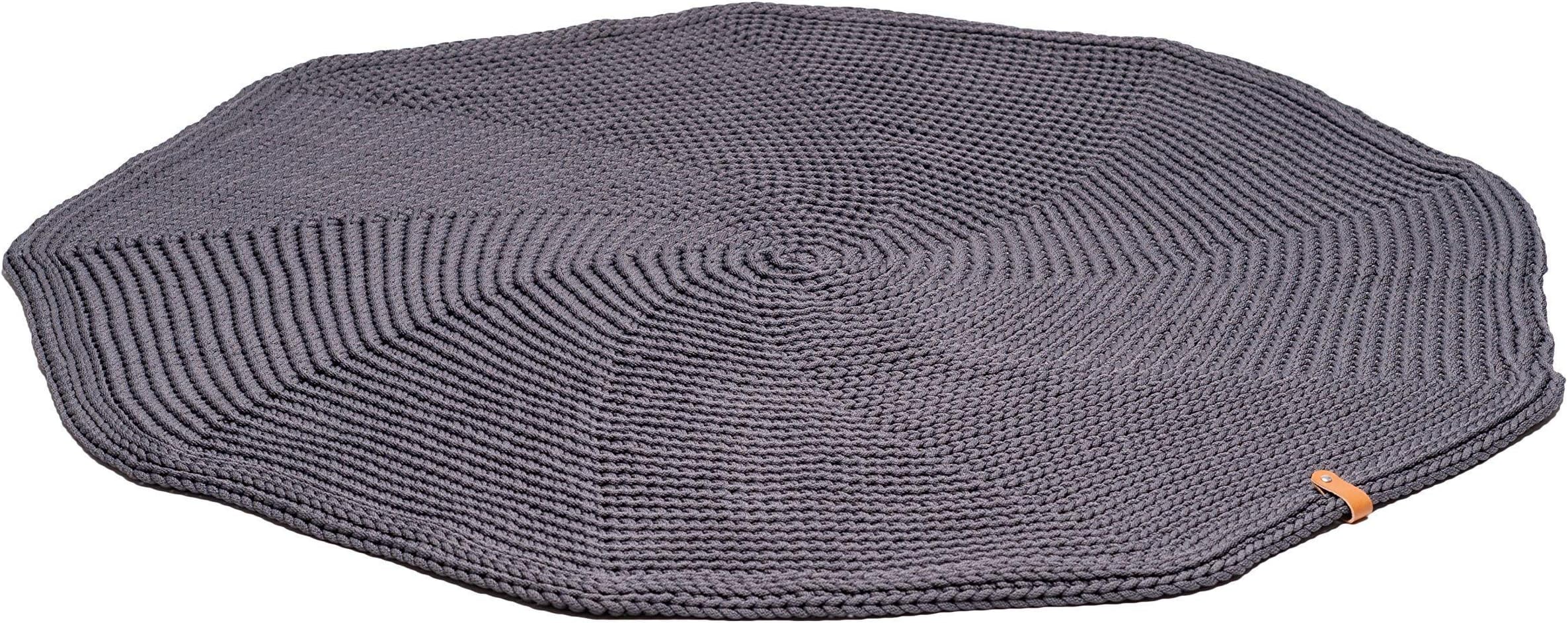Grey Handmade Knitted Round Carpet Ø135 cm Rope Crochet Carpet Round Rug Floor Decoration