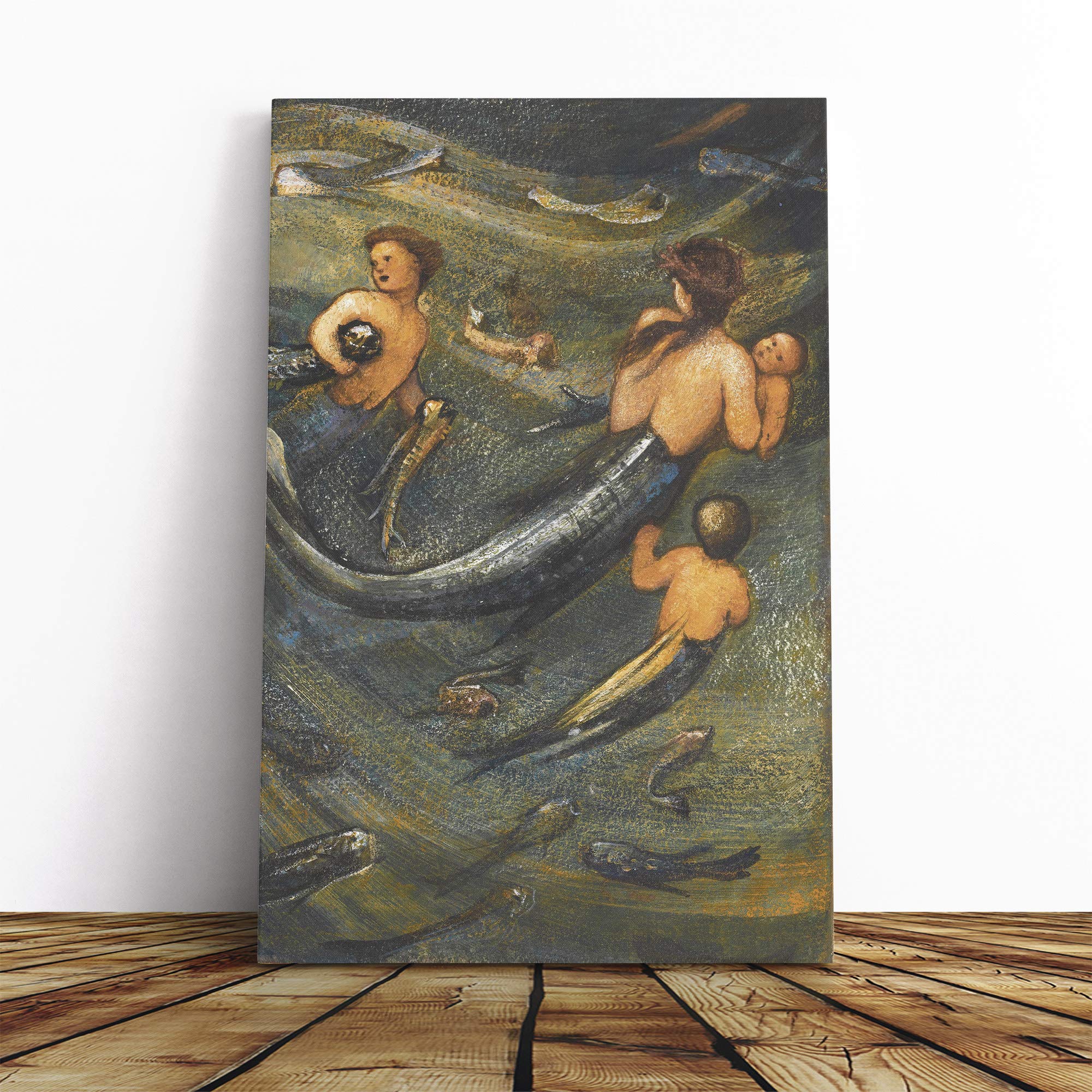 Edward Burne-Jones Mermaids Canvas Print | Gallery Wrapped 30mm Frame Wall Art | 20x14 inches | Ready to Hang | Modern Picture | Living Room Bedroom Lounge Office