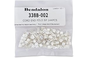 Artistic Wire Beadalon 144-Piece Fold-Over Cord End, Nickel Free Silver Plate