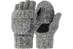 Novawo Wool Blend Knit Convertible Insulating Fingerless Gloves with Mitten Cover