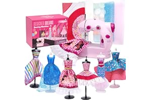 Caydo Kids Sewing Machine for Girls' Christmas Gifts, Electric Mini Sewing Machine with 48PCS Fashion Designer Kits Include Mannequins, Fabric and Doll Clothes Making Accessories