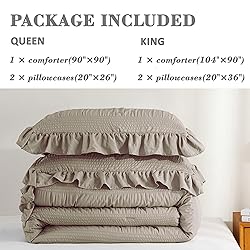 ALEISSEL Taupe Seersucker Comforter King Size with