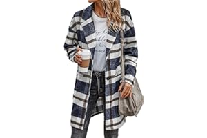 PRETTYGARDEN Women's 2024 Plaid Shacket Jacket Casual Button Wool Blend Winter Tartan Trench Coat With Pockets