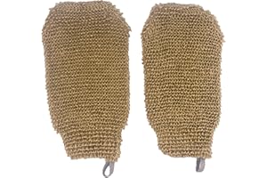 Bleu Bath (2 Pack) Natural Exfoliating Hemp Bath Mitt Shower Gloves Loofah Washcloth Sponge Machine Washable Body Scrubber (ROUGHER Hemp)