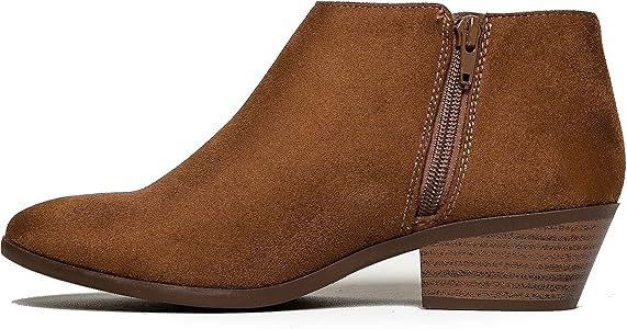 cognac booties low heel