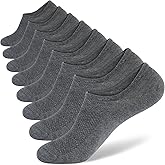 Monxiery 8 Pairs Mens 100% Cotton Non Slip No Show Socks, Low Cut Casual Invisible Socks.