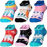 WEVIAS Kids Girls Socks Unicorn Ankle Funny Cartoon Low Cut Cotton Cute Novelty Fashion Toddler No Show Silly Socks 6 Pairs