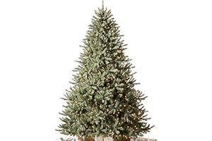 Balsam Hill 6.5ft Pre-Lit Classic Blue Spruce - Artificial Christmas Tree with 2144+ Tips, 700 Clear Incandescent Lights, Easy Plug Technology & Premium Stand for Indoor Holiday Decorating