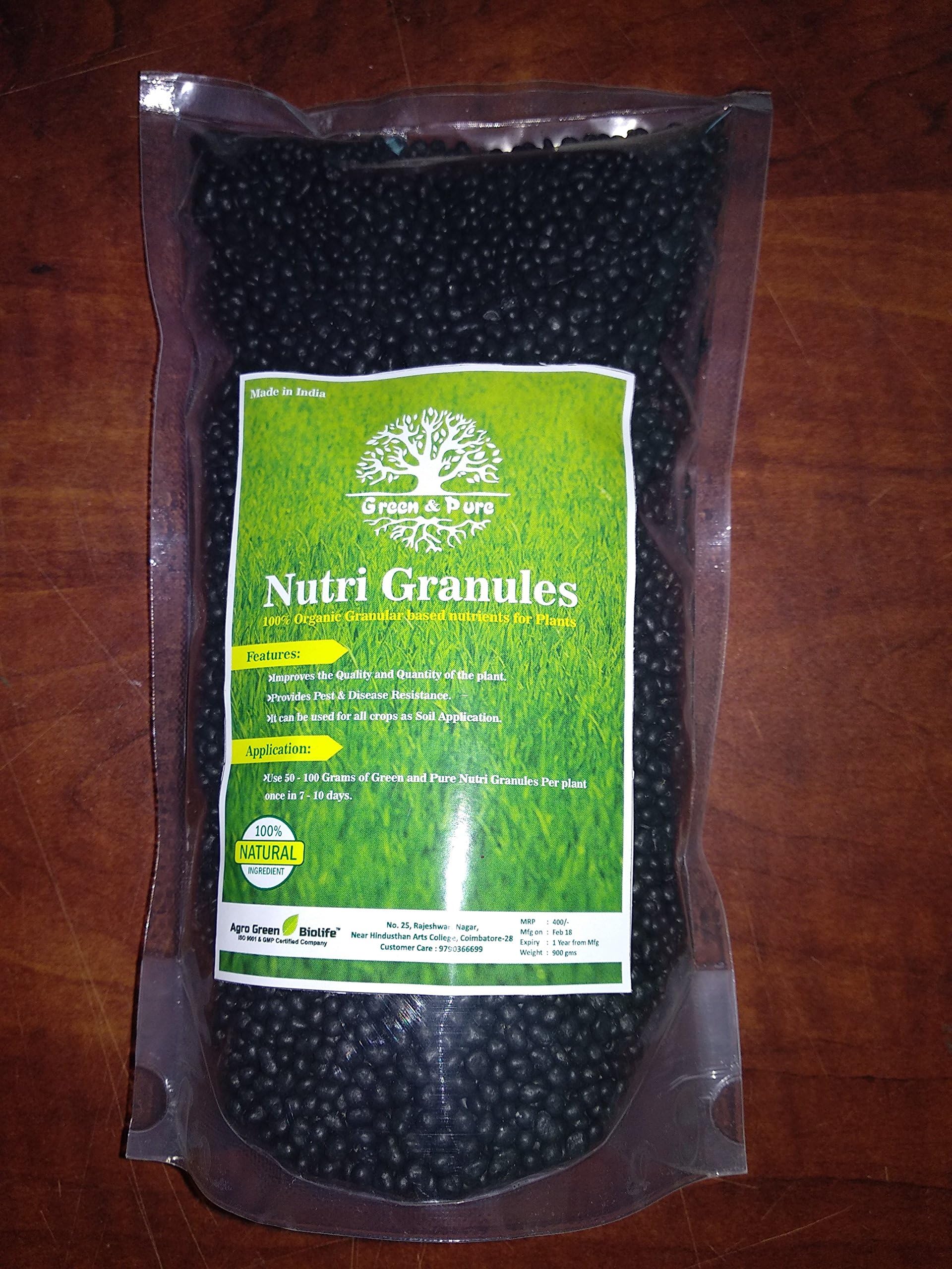 Green and Pure - Nutri Granules, 100% Organic Fertilizer for All Vegetables | Fruits | Flowers | Home Garden | Terrace Garden | Lawns | Hydroponics - 900g