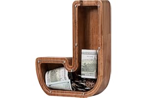 LADENK Piggy Bank for Kids Boys Girls, Wooden Large Letter Piggy Bank Alphabet Money Bank with Initial J, Coin Bank Fun Gifts for Birthday, Christmas, Festival, Baby Shower