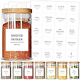 Talented Kitchen 184 Spice Jar Labels Preprinted. 184 Minimalist Black Text on Square White Label, Water Resistant Spice Labe