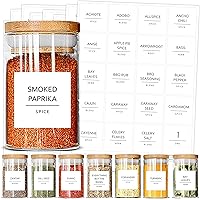 Talented Kitchen 184 Spice Jar Labels Preprinted. 184 Minimalist Black Text on Square White Label, Water Resistant Spice…