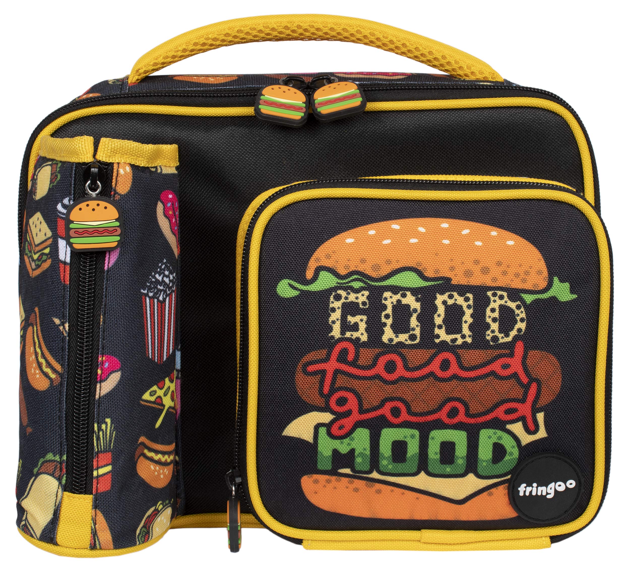 Fringoo - Large Capacity Kids Square Lunch Bag | Small Cool Bag Kids Lunchbox | Perfect As School Lunch Bag for Girls - Good Food