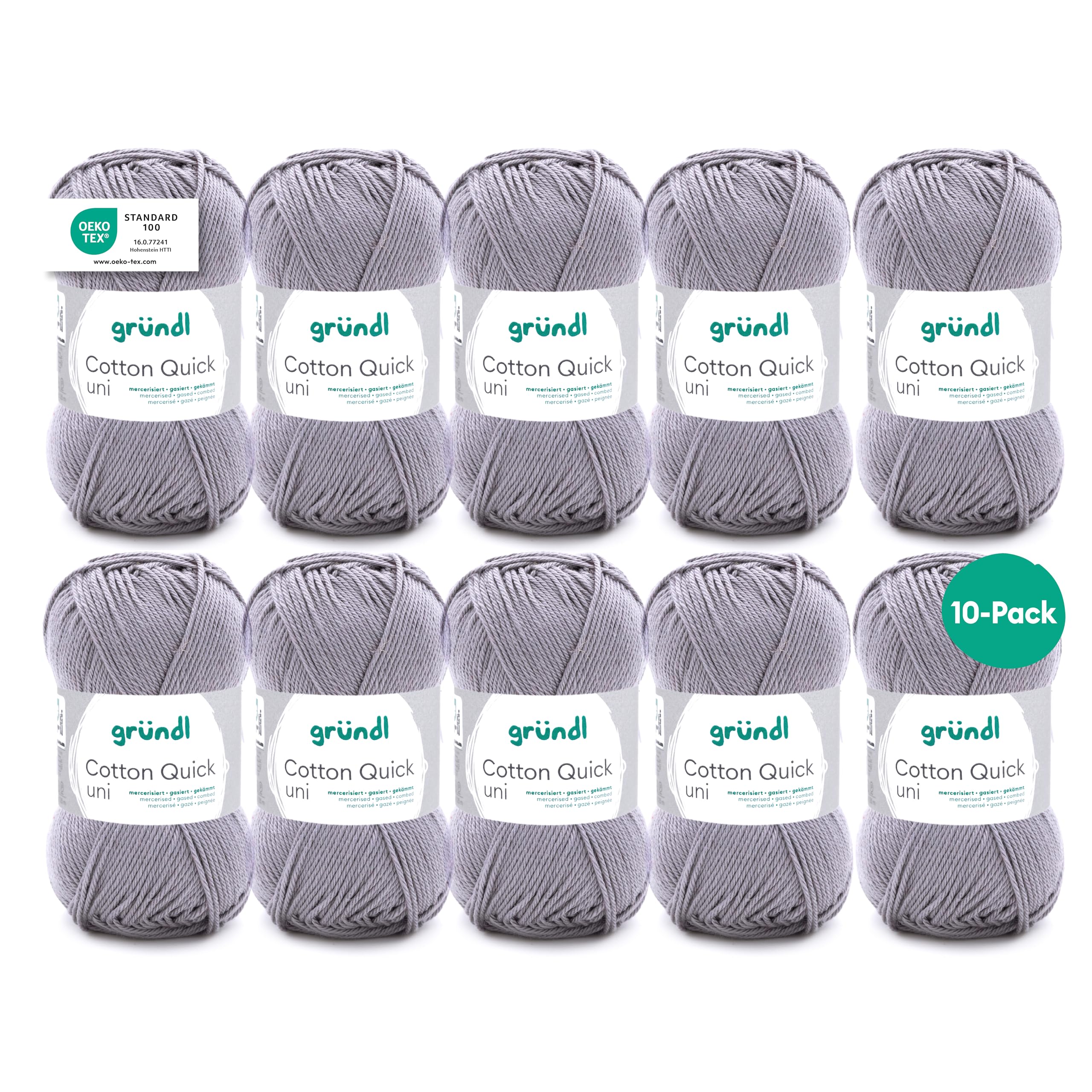 Gründl Value Pack Cotton Quick Yarn, Cotton, silver grey, 29 x 12 x 7 cm