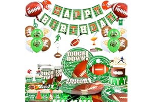Football Birthday Party Supplies, Serves 16 Football Party Decorations Tableware Set Football Party Plates Napkins Tablecloth