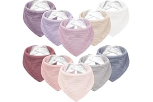 Susurration Muslin Baby Bibs 10Pack Baby Bandana Drool Bibs Soft Adjustable Newborn Bibs for Unisex Baby Girls & Boys (Pinkpurple)