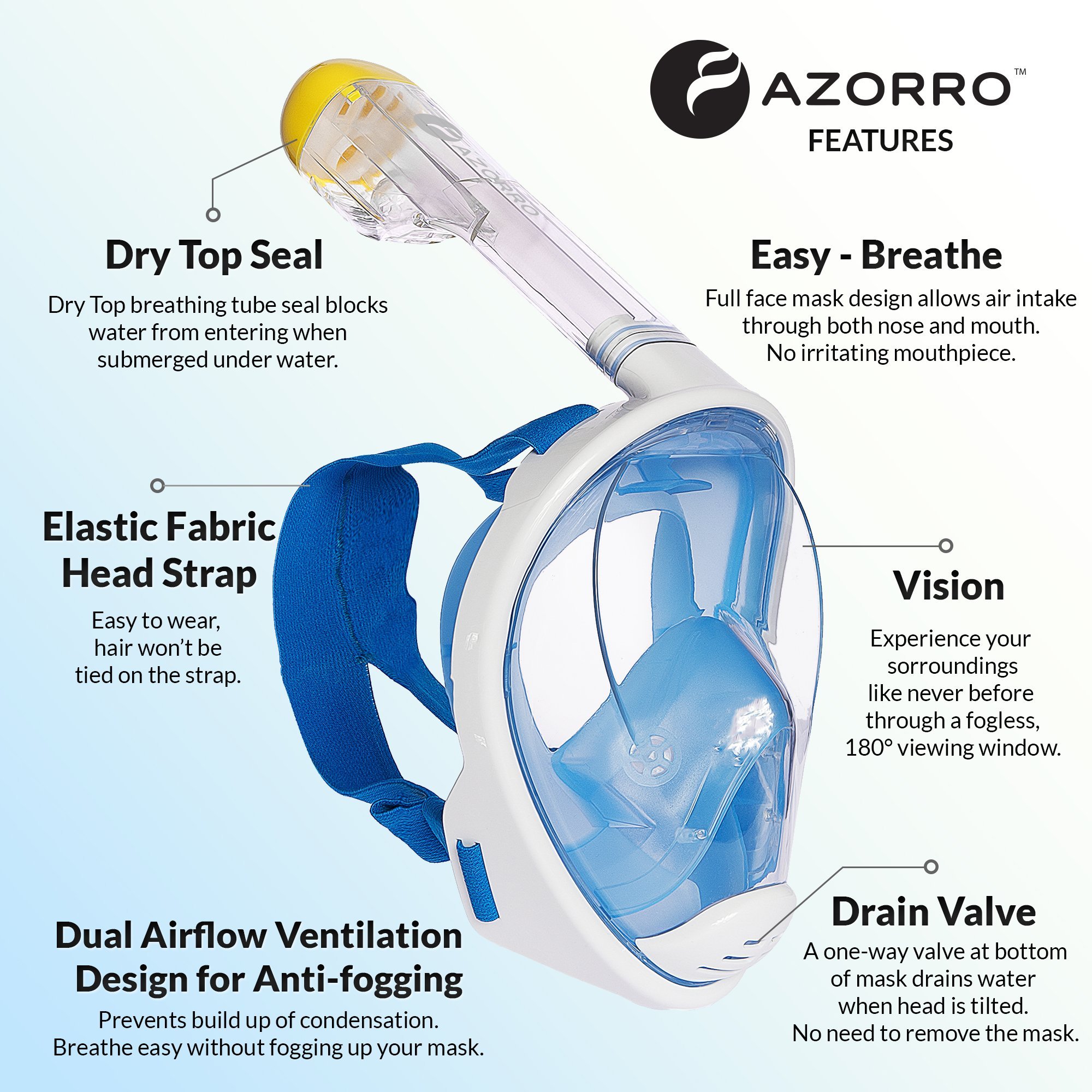 [TOP RATED] Snorkel Mask With GoPro Mount By Azorro Full Face