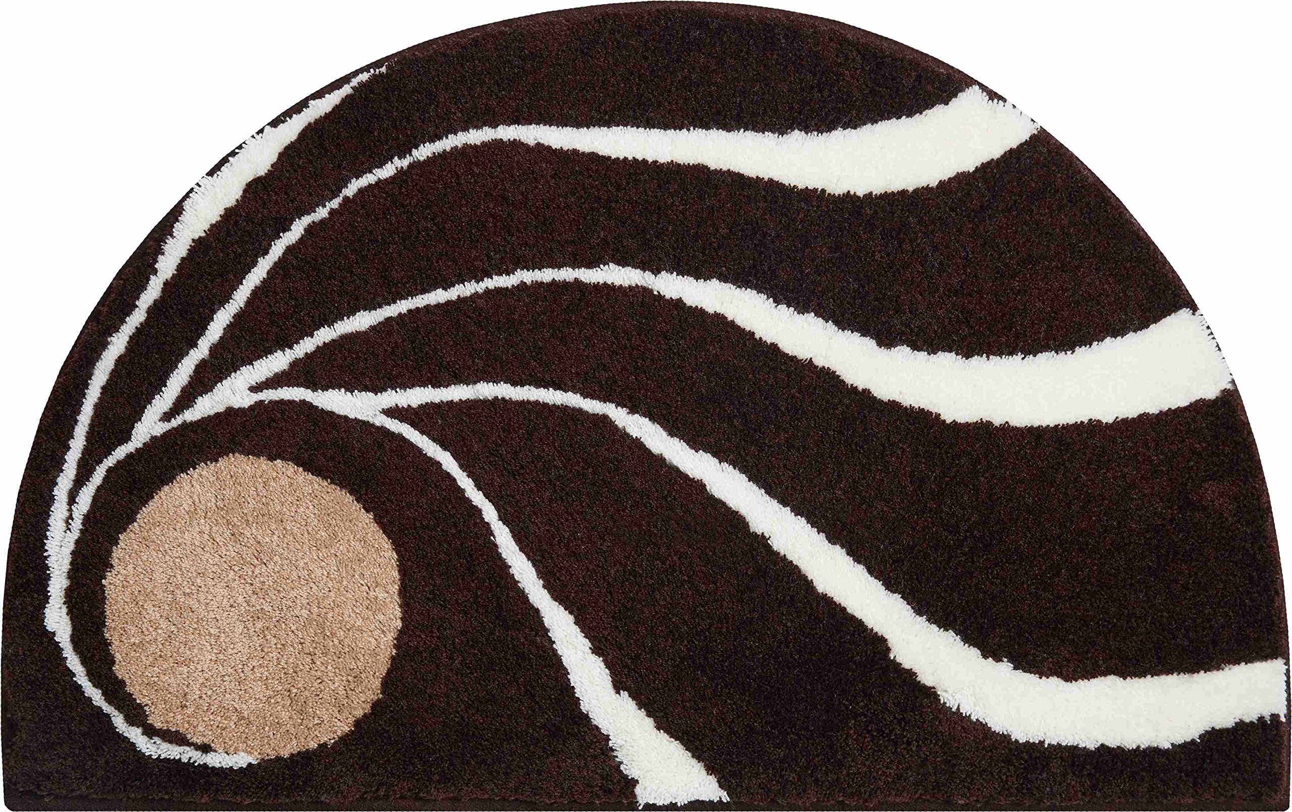 Grund Designer Bath Mat COLANI, Ultra Soft and Absorbent, Anti Slip, 5 Years Warranty, Colani 18, Bath Mat 50x80 cm Half-Circle, Brown