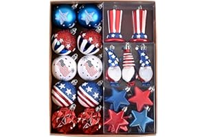 DECOR BY HANNAH DecorbyHannah 40ct Christmas Ornaments Set, Assorted Red White Blue Christmas Tree Ornaments Decorations, Shatterproof Small Decorative Christmas Ball Ornaments for Home Party Decor
