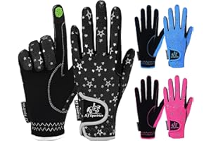 AFE Kids Gloves for Girls Boys Unisex Horse Riding Gloves Outdoor Gloves Sports Gloves Cycling Gloves for Children Black Blue Pink Star Design Touch Screen Compatible