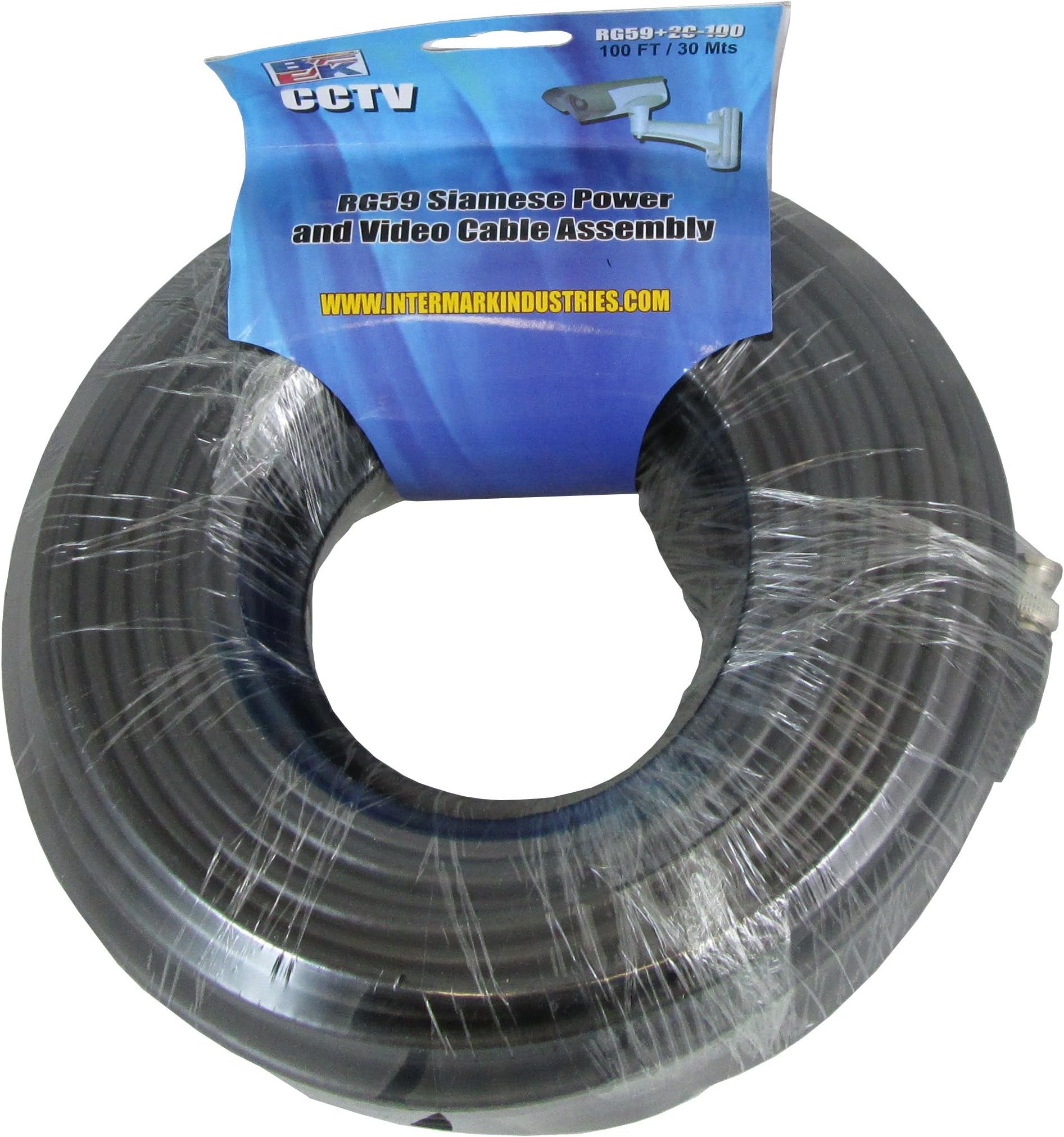 Blast King RG59+2C 100B 100-Feet Black Siamese Coaxial Cable