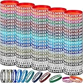 Lewtemi 100 Pcs Jesus Loves You Bracelet Bulk Silicone Christian Bracelet Colorful Rubber Wristbands Motivational Rubber Wristbands for Men Women Party Favors(Deep Color)