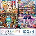 RoseArt - Snack Size Multi-Puzzle Set - Color Palette - 4 x 100 Piece Jigsaw Puzzle for Adults