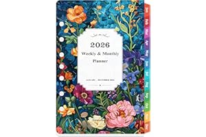 JOURNALTASTIC 2026 Planner Refills - 7-Hole Punched Planner Refills 2026 with Colorful Tabs, JAN 2026 - DEC 2026, 5.5" x 8.5", A5 Planner Inserts, 2026 Weekly and Monthly Planner Refill with Monthly Pages & Weekly Pages - Dopamine Color
