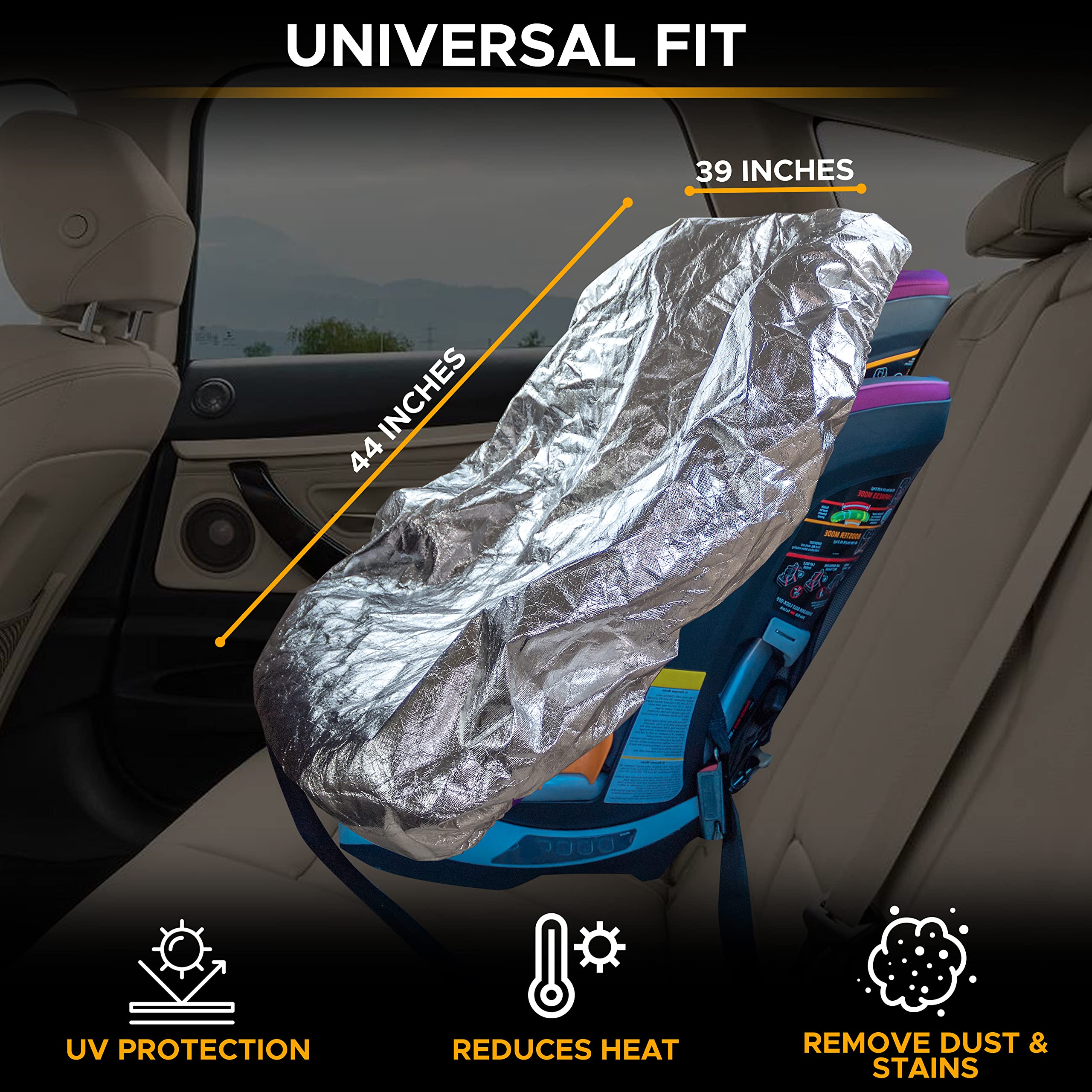 EcoNour Baby Car Seat Sun Shade Cover | Infant Carseat Heat Protector Keeps Toddler Seat at a Cool Temperature | Reflective car seat Sunshade Blocks Out Heat | Baby Travel Accessories