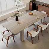 JassmiPkwy Expandable Dining Table for 8 People, 59-86.6 Inch Large Rectangular Wooden Indoor Dinner Tables, Kitchen Dining Table for Home,Oak