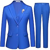 Kelyaa Women's 3 Pieces Suit Lady's 2 Buttons Business Casual Office Outfits Slim Fit Blazer Jacket Vest Pants Set
