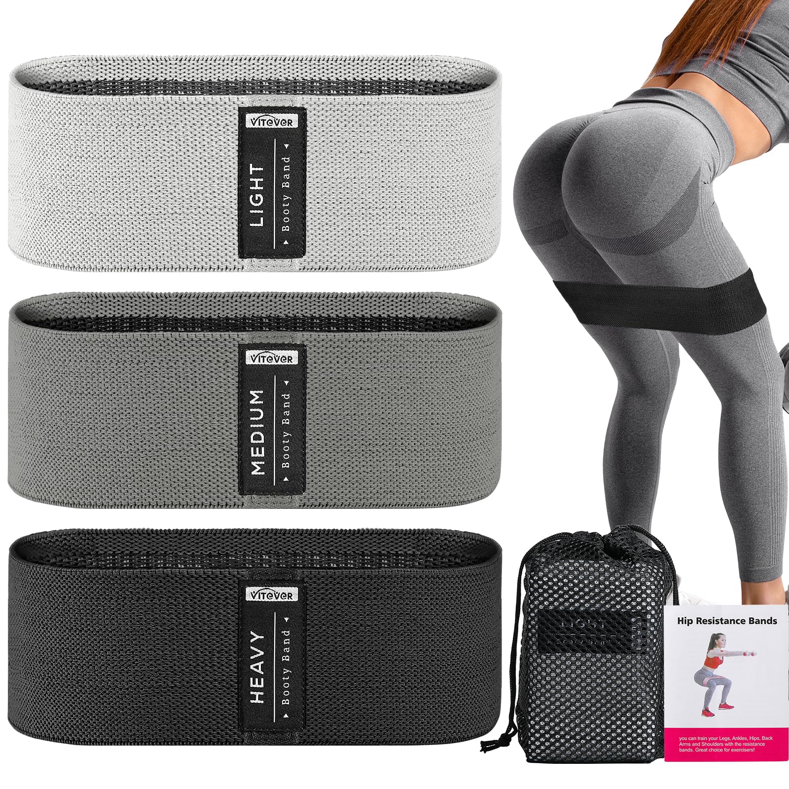 Photo 1 of Resistance Bands for Working Out, 3 Levels Booty Bands Set, Exercise Bands for Women Legs and Butt, Yoga Starter Set