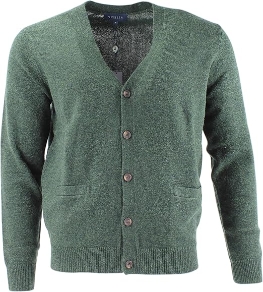 Viyella Mens Lambswool Green Cardigan in XXLarge Amazon.co.uk Clothing