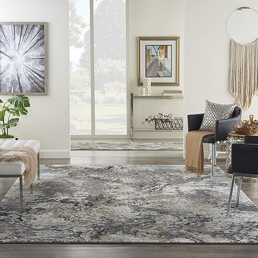 Amazon Com Nourison Ludlow Abstract Grey Multi 9 X 12 Area Rug 9 X 12 Furniture Decor