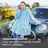 Bedsure Wearable Blanket Hoodie Women Fluffy Fleece Blue XL view 4