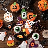 Breling 20 Pcs Halloween Felt Ornaments 3D Halloween Tree Hanging Decorations 3.15 Inch Ghost Bat Pumpkin Black Cat Witch Hat Felt Ornaments for Garland Banner Mantle Wall Party Decor