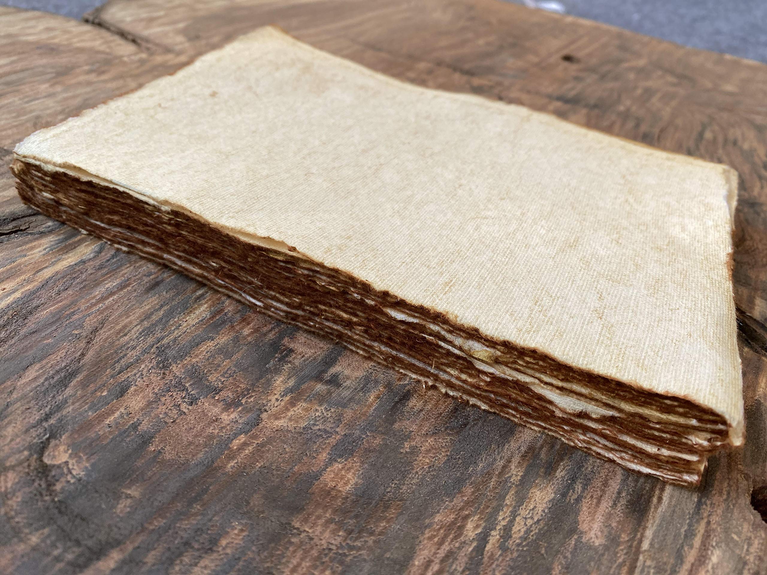 Wanderings Handmade Antique Deckle Edge Blank Paper - 21x15cm (A5) - A5 Size - Package of 50 for Writing Invitations Crafts - Cold Press Thick 150 GSM Recycled Cotton Paper