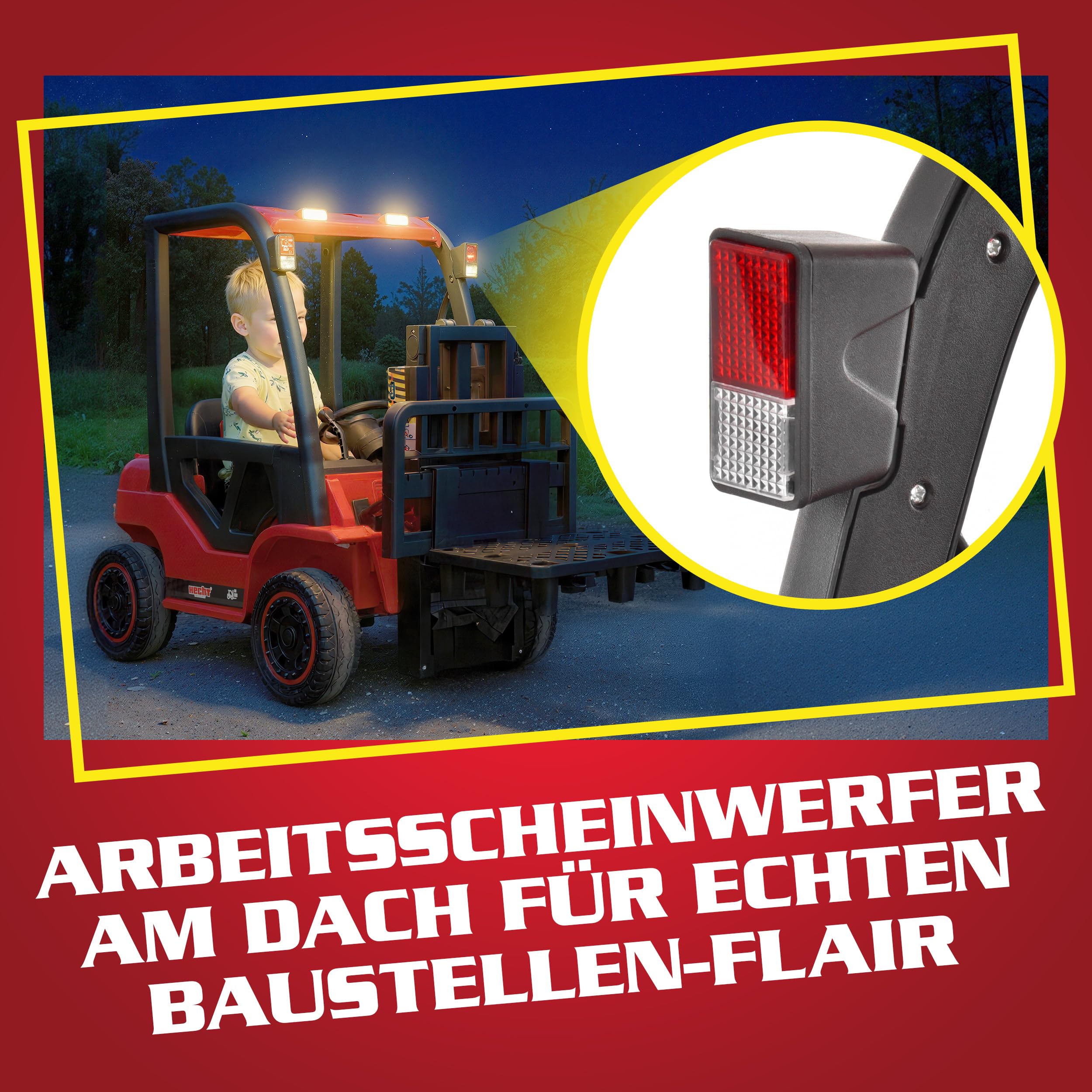 HECHT Kinder Elektro Gabelstapler 12V rot mit Fernbedienung 7