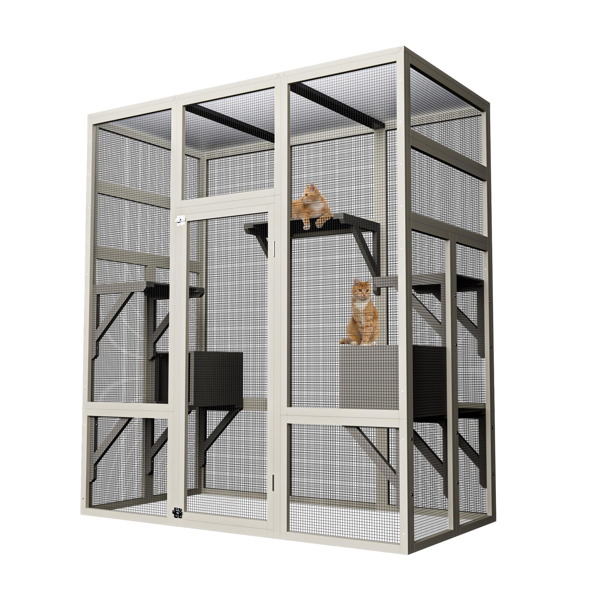 Photo 1 of ***PARTIAL SET***
70-Inch Large Catio Enclosure, UV-Protected, Wooden Frame and Rust-Resistant Steel Mesh, Cat House with 2 Lounging Boxes and Platforms, for Patio or Backyard