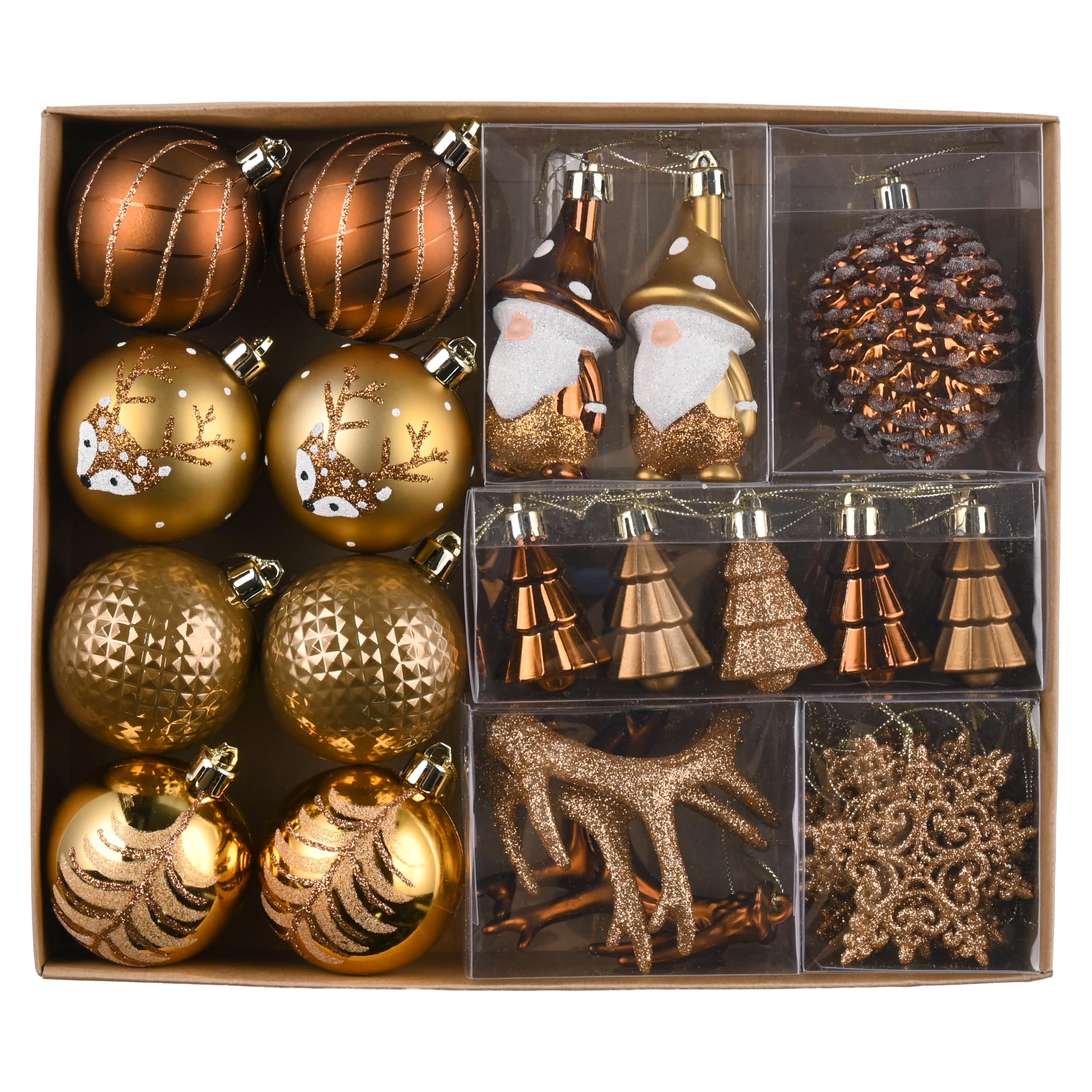 Valery Madelyn Christmas Baubles,40pcs 5-9cm Copper and Gold Shatterproof Ball Ornaments for Tree Decorations, Hanging Gifts