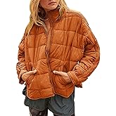 Freyhem Quilted Puffer Jacket Women Lightweight Short Zip Up Padded Coat with Pockets