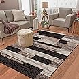 Superior Indoor Area Rug, Jute Backed, Modern Geometric Patchwork Floor Decor for Bedroom, Office, Living Room, Entryway, Har